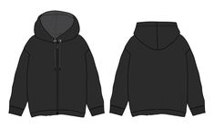 Long sleeve Hoodie technical fashion flat sketch vector illustration Black Color template front and back views. Black Hoodie Template, Hoodie Vector, Hoodie Illustration, Hoodie Template, Fashion Flat Sketch, Fashion Sketch Template, Color Template, Black Rain Jacket, Hoodie Drawing