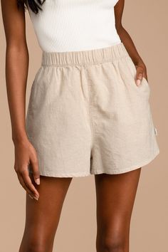 Rhythm Classic Beach Short Sand - Beige Shorts - Linen Shorts - Lulus Beige Summer Shorts, Beige Beach, Pool Pics, Wardrobe Aesthetic, Comfortable Shorts, Beige Shorts, Long Skirts For Women, Flowy Shorts, Plus Size Summer