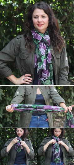 Classic Loop | 19 stylish ways to tie a scarf | HelloGlow.co Shawl Styling, Cabi Outfits