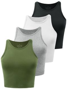 PRICES MAY VARY. Cotton material:95% Cotton & 5% Spandex.These workout crop tops made by high quality cotton and spandex material,it is super soft stretchy and lightweight for working out. High neck style:These workout tank tops for women design with scoop neck ,racerback, cropped design with fashion thin straps.Perfect higher neck line so you don't have to worry about shirt being too low and just focus on during workout.The smooth silhouette of this racerback crop tank tops which is basic style Dress Yoga Pants, Crop Tops For Women, Yoga Crop Tops, Women Workout, Solid Tank Tops, Cotton Crop Top, Workout Crop Top, Yoga Shirts, Yoga Tops