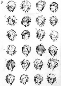 some sketches of different hair styles