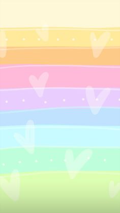 a rainbow colored wallpaper with hearts on it