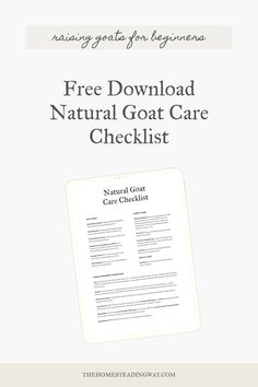 Natural Goat Care Checklist Free Printable Goat Keeping, Angora Goat, Angora Goats, Healthy And Happy