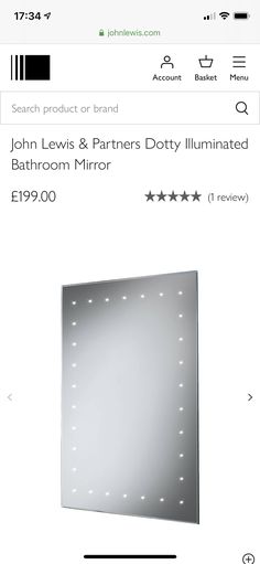 a bathroom mirror with lights on it and the words john lewis & partners doty illuminated in