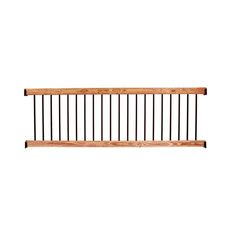 a wooden and metal railing on a white background