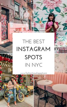 the best instagram spots in nyc, including pink and green floral wallpapers