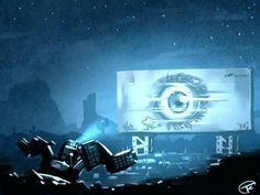 an image of a sci - fi robot in front of a large screen with numbers on it