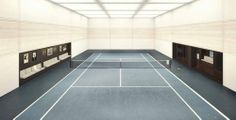 an indoor tennis court is shown in this artist's rendering, it appears to be empty