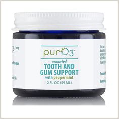 PurO3 Tooth and Gum Support (Peppermint) - Ozonated Oil for Teeth and Gums Ozonated Olive Oil, Stevia Plant, Tooth Powder, Teeth Health, Glass Packaging, Natural Teeth Whitening, Organic Olive Oil, Natural Teeth, Hemp Seed Oil