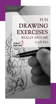 a person is drawing on paper with a pen in their hand and the title fun drawing exercises really anyone can do