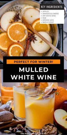 an image of mulled white wine with oranges