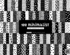 a black and white pattern with the words 100 minimalist