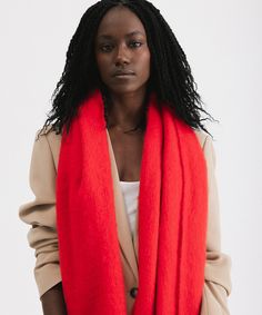 Gigi Pip winter accessories for women - Mik Oversized Scarf - 100% acrylic oversized blanket scarf featuring a retro limited edition holiday logo [red] Oversized Scarf, Blanket Scarf, Tights, Red, Design