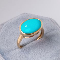 Sleeping Beauty Turquoise Ring,Natural Turquoise Wedding Ring,14K Solid Gold Chuky Ring,5 ct Solitaire Ring For Her,Unisex Jewelry,Bezel Set The ring can be customized in yellow gold or white gold. Please select from the drop-down menu. ★ ★  CUSTOM/DUTY-FREE SHIPPING WORLDWIDE, BUYERS DON'T HAVE TO PAY ANY CUSTOM FEES WHILE IMPORTING ★ ★  Details Made to order Material: 14k/18k Gold Color Options: Yellow Gold, White Gold, Rose Gold ★ Center Stone Natural Turquoise, Oval  Size: 9x11 mm Approx App Gold And Turquoise Jewelry, Turquoise Wedding Ring, Turquoise Jewelry Rings, Turquoise Wedding Rings, Bezel Set Engagement Ring, Turquoise Gold Ring, Turquoise Wedding, Ring Bezel, London Blue Topaz Ring