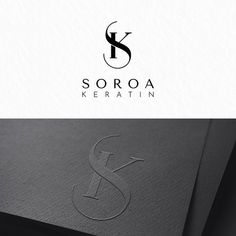 the logo for soroa keratin is shown on top of two black and white business cards