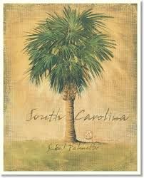 a painting of a palm tree with the words south carolina on it's side