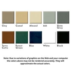 the color chart for different shades of paint and their corresponding colors are shown in this image