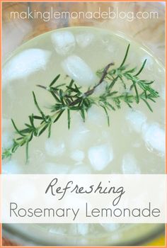 a bowl filled with rosemary lemonade on top of a table