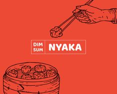 a hand holding chopsticks over a bowl of food with the words dim nyaka above it