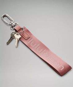 Never Lost Keychain | Unisex Bags,Purses,Wallets | lululemon Lulu Lemon Keychains, Trendy Travel Keychains With Key Clip, Trendy Bag Charm With Key Clip For Everyday Use, Rectangular Key Leash Bag Charm For Everyday, Pink Keychain With Key Clip For Everyday Use, Never Lost Keychain, Vehicle Decor, Keychain Wallet, Shopping Spree