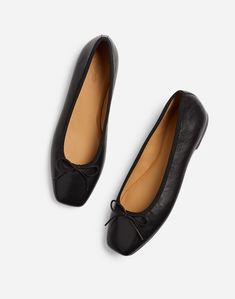 The Anelise Ballet Flat | Madewell Square Ballet Flats, Playstation Store, Madewell Shoes, Fall Capsule Wardrobe, Point Shoes, Black Ballet Flats, French Women, Leather Ballet Flats, Perfect Shoes