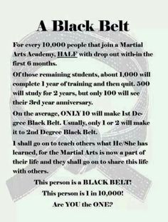 a black belt poster with instructions on how to use it for martial classes and training