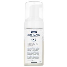 ISISPHARMAGLYCO-A® FoamerRadiance boosting cleanser100MLGive your skin a boost with ISISPHARMA Glyco-A® Foamer to prepare it for a peeling treatment.Rich in glycolic acid, flagship ingredient for a flawless skin, gurantees a luminous and even complexion.The Glyco-A® Foamer cleanses and removes impurities.Acidifies skin's natural pH to optimize the peeling efficiency.Glyco-A® Foamer benefits:- An illuminated complexion (100%)* - A refined skin texture & tightened pores (95%)* - Contains a soothing agent with calming properties- A creamy, easy-to-apply foam texture - Fresh lychee scent- Efficiency tested under dermatological control, non-comedogenic*Study conducted on 20 volunteers. Use twice a day for 28 days. self-assessment. HOW TO USE : Morning and evening, spread the foam over your enti Hair Sunscreen, Lip Sunscreen, Brightening Cleanser, Hair Balm, Conditioner Hair Mask, Acne Serum, Kids Sunscreen, Solid Shampoo, Body Sunscreen