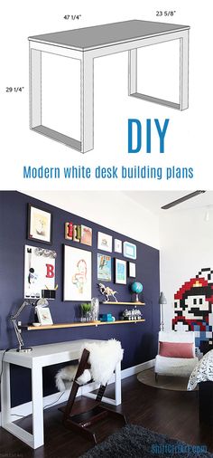 the diy modern white desk building plans