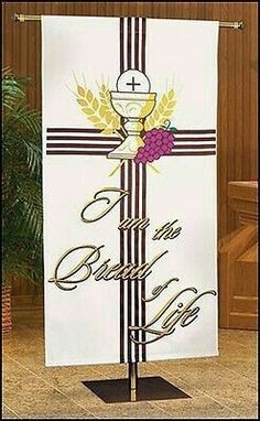 a banner with the words, god's cross and grapes on it in gold lettering