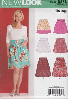 a woman's skirt and top sewing pattern with the words new look on it