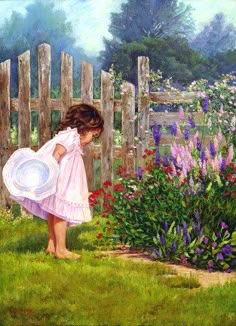 Grandmother's Garden Art Children, Garden Girls, Paintings I Love, Childrens Art, Pics Art, The Grass, Beautiful Paintings, Beautiful Artwork, Pretty Pictures