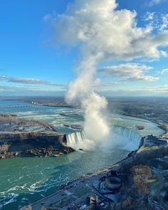 an aerial view of niagara falls and the canadian side