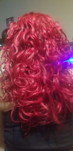 I do my own hair about 4x a yr. Long Pink Curly Hair, Dark Pink Hair Curly, Curly Hot Pink Hair, Dark Pink Curly Hair, Hot Pink Curly Hair, Pink Hair Curly, Wavy Pink Hair, Curly Hair Dye Ideas, Pink Wavy Hair