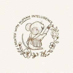 a drawing of a mouse holding a pencil in it's right hand with the words i am human inteliligiet