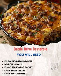 an advertisement for a restaurant called the castle drive casserole you'll need