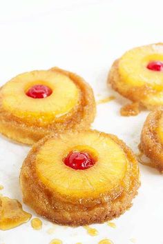 pineapple upside down cookies on a plate