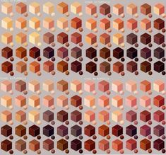 an abstract pattern made up of squares and cubes in shades of orange, pink, yellow