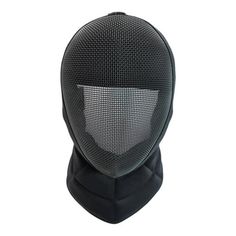 a black mask with mesh covering on it's face and the head is shown