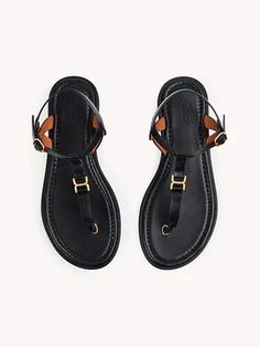 Chloé Marcie Flat Sandal | Chloé US Sandals Aesthetic, Jewelry Aesthetic, Summer Mood, Summer 24, Chloe Marcie, Summer Sandals, Stitching Leather, Beach Sandals, Black Orange