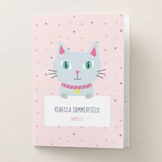 a greeting card with a cute cat on it's front and the words, recca summerfield subject