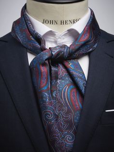 Men’s silk scarves – Paisley silk scarf.
This silk scarf in a paisley print is a perfect relaxed but stylish alternative to the tie. The silk scarf is the perfect choice if you want to add an extra dimension to your look. Our silk scarves for men is sewn and manufactured with great care with tradition and genuine craftmanship. Classic Business Scarves, Formal Paisley Print Silk Scarf, Classic Business Scarves With Ties, Formal Silk Scarf With Paisley Print, Classic Multicolor Silk Scarf For Formal Occasions, Blue Silk Neckwear With Ties, Elegant Blue Paisley Print Scarves, Classic Silk Scarves With Ties, Elegant Blue Silk Pocket Square