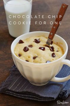 chocolate chip cookie for one in a mug