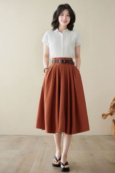 Stay chic and functional with the Linen Full Circle Skirt featuring convenient pockets. Perfect for any occasion, this versatile piece is a must-have in every woman's wardrobe. Elevate your style effortlessly! 🍊 

SKU 4973 
Link in bio 

#Fashionista #OutfitInspo #TrendyLooks #SpringVibes #LinenSkirt #SwingSkirt #Xiaolizihandmade Knee Length Skirts Outfits, Full Skirt Outfit, Circle Skirt Outfits, A Line Skirt Outfits, Cloak Dress, Peach Skirt, Skirts Outfits, Circle Skirts, Colour Combinations Fashion