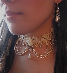 Ethereal Jewelry, Princess Core, Fairy Jewelry, Fancy Necklace, Fancy Jewellery, White Necklace, Fantasy Jewelry, Dress Jewelry, Bead Jewellery