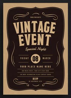 a vintage event flyer with an ornate frame