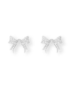 The perfect finishing touch to any look.. . Sweet, chic, and classic - these dainty bow earrings will add a hint of Provocateur sparkle to your everyday. Bow-shaped stud earrings Sparkling crystal detail Real silver plating Comes presented in a luxurious velvet gift bag Try styling with the Ari necklace for an extra hint of dazzle Silver Fancy Earrings, White Bow Earrings, Silver Luxury Jewelry, Chic Silver Earrings With Decorative Bow, Classic Bow Earrings For Anniversary, Silver Bow Earrings, Hoco Jewelry, Ballerina Earrings, 2025 Graduation