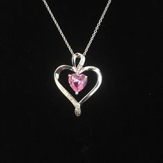 Pretty Pink And Diamond Heart Necklace Pink Heart Necklace, Diamond Heart Necklace, Heart Necklace Diamond, Valentine Special, Valentines Necklace, Diamond Heart, Pretty Pink, Pink Heart, Heart Necklace