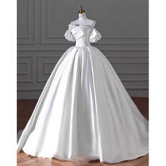 Item Details ： Product Number :C1799 Fabric: Satin Silhouette：Ball Gown Sleeves : Short Sleeves Back Style: Lace Up Gown Sleeves, Satin Wedding Dresses, Long Puffy Sleeves, Hot Prom Dress, Wedding Dresses With Flowers, Wedding Dresses Satin, Black Prom, Gowns With Sleeves, Satin Wedding