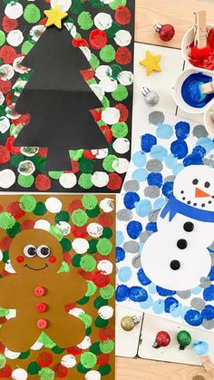 three different christmas crafts for kids to make