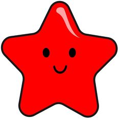 a red star with a smiley face drawn on it's side and eyes closed